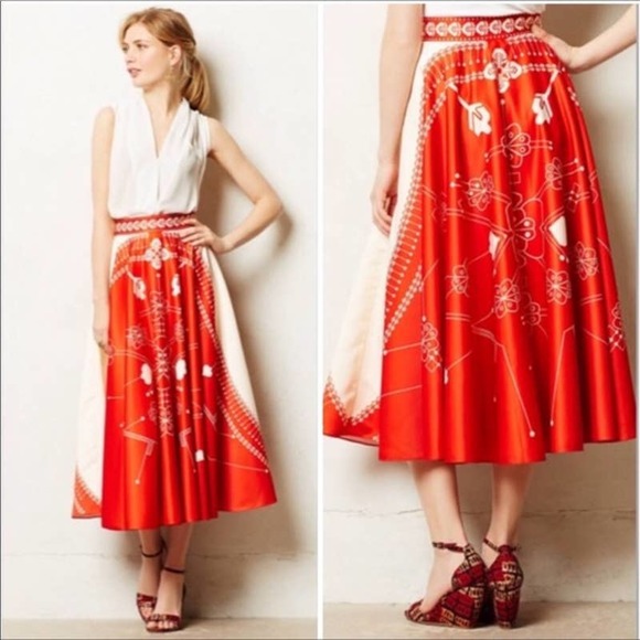Anthropologie Dresses & Skirts - Anthropologie AM:PM Red Sundial Skirt